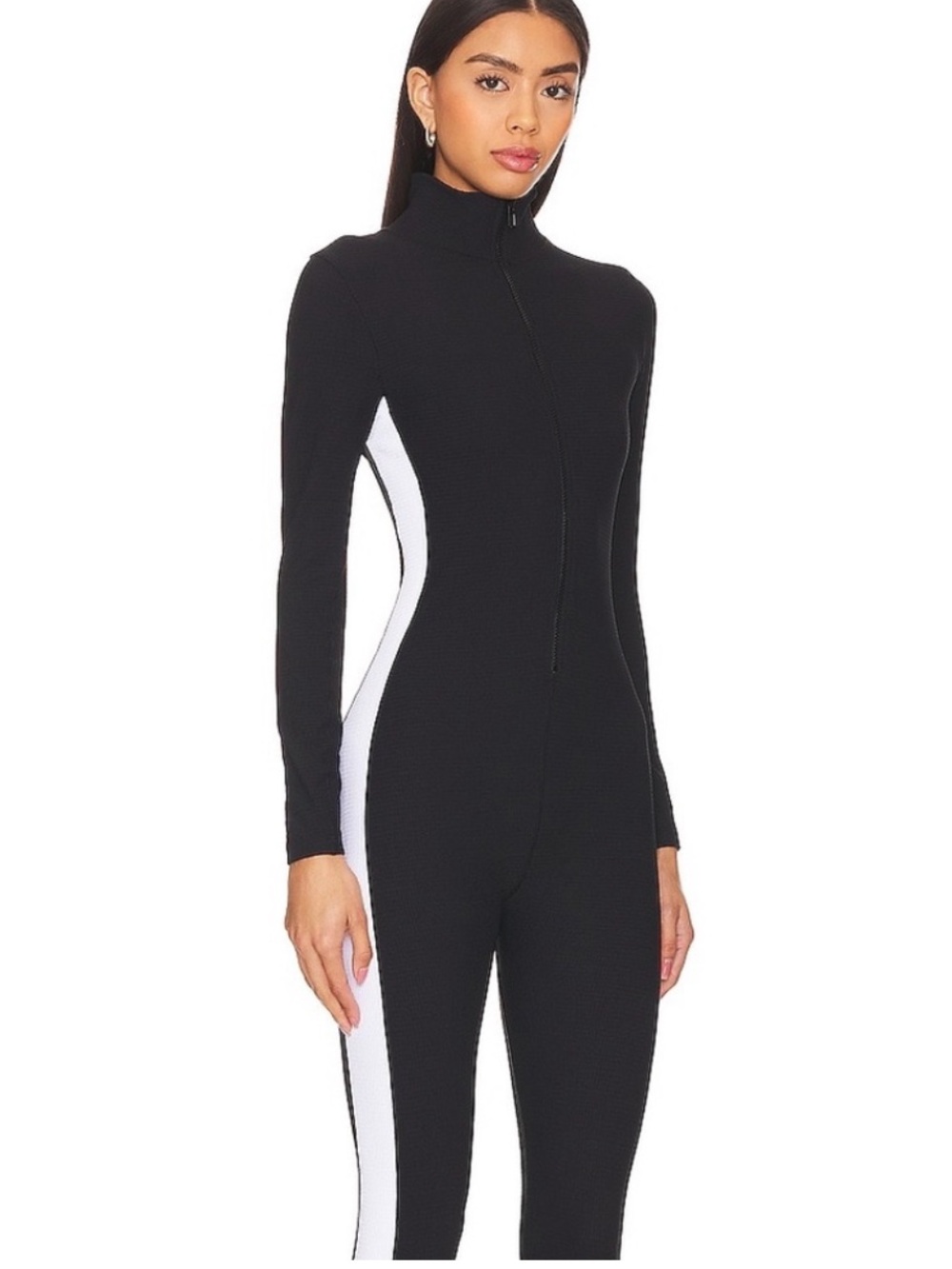 Year of Ours Thermal Ski Onesie Black White Waffle Knit Base Layer Small NWT - Picture 2 of 15